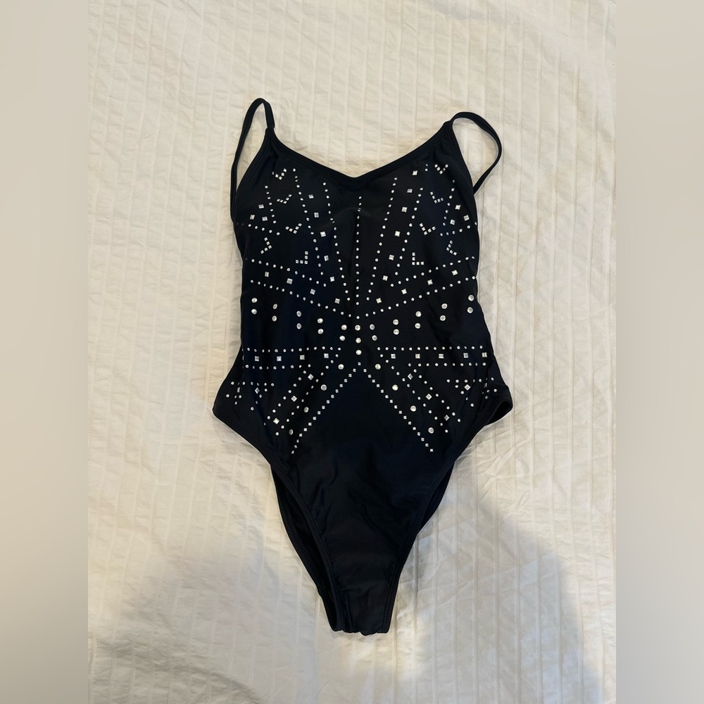 Studded black one piece swimsuit size Small